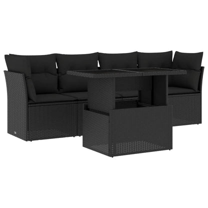 Set Divani Da Giardino 5 Pz Con Cuscini In Polyrattan Nero