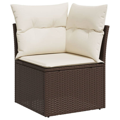 Set Divano Da Giardino 5 Pz Con Cuscini Marrone In Polyrattan