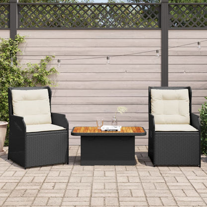 Set Divani Da Giardino 3 Pz Con Cuscini Nero In Polyrattan