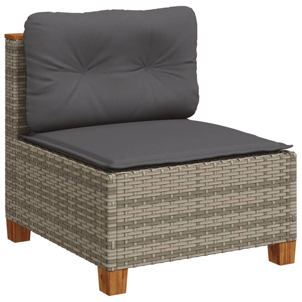 Set Divano Da Giardino 5 Pz Con Cuscini Grigio In Polyrattan