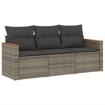 Set Divani Da Giardino 3 Pz Con Cuscini Grigio In Polyrattan