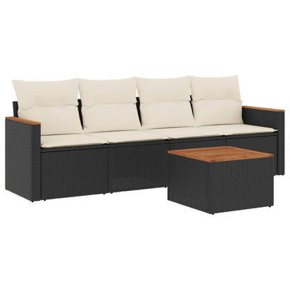 Set Divani Da Giardino 5 Pz Con Cuscini In Polyrattan Nero