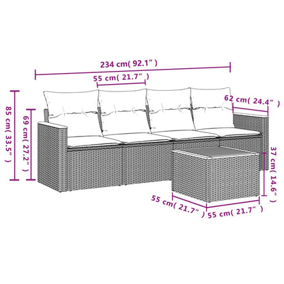 Set Divani Da Giardino 5 Pz Con Cuscini In Polyrattan Nero