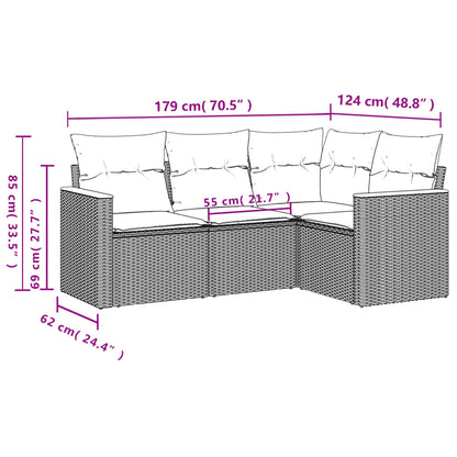 Set Divani Da Giardino 4 Pz Con Cuscini Nero In Polyrattan