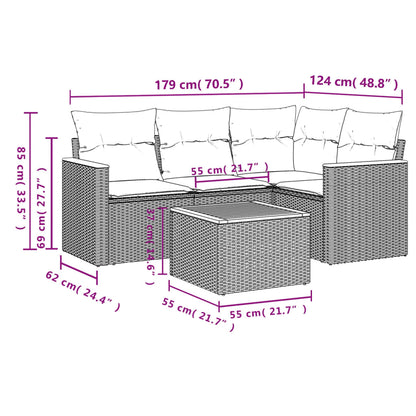 Set Divani Da Giardino 5 Pz Con Cuscini In Polyrattan Nero