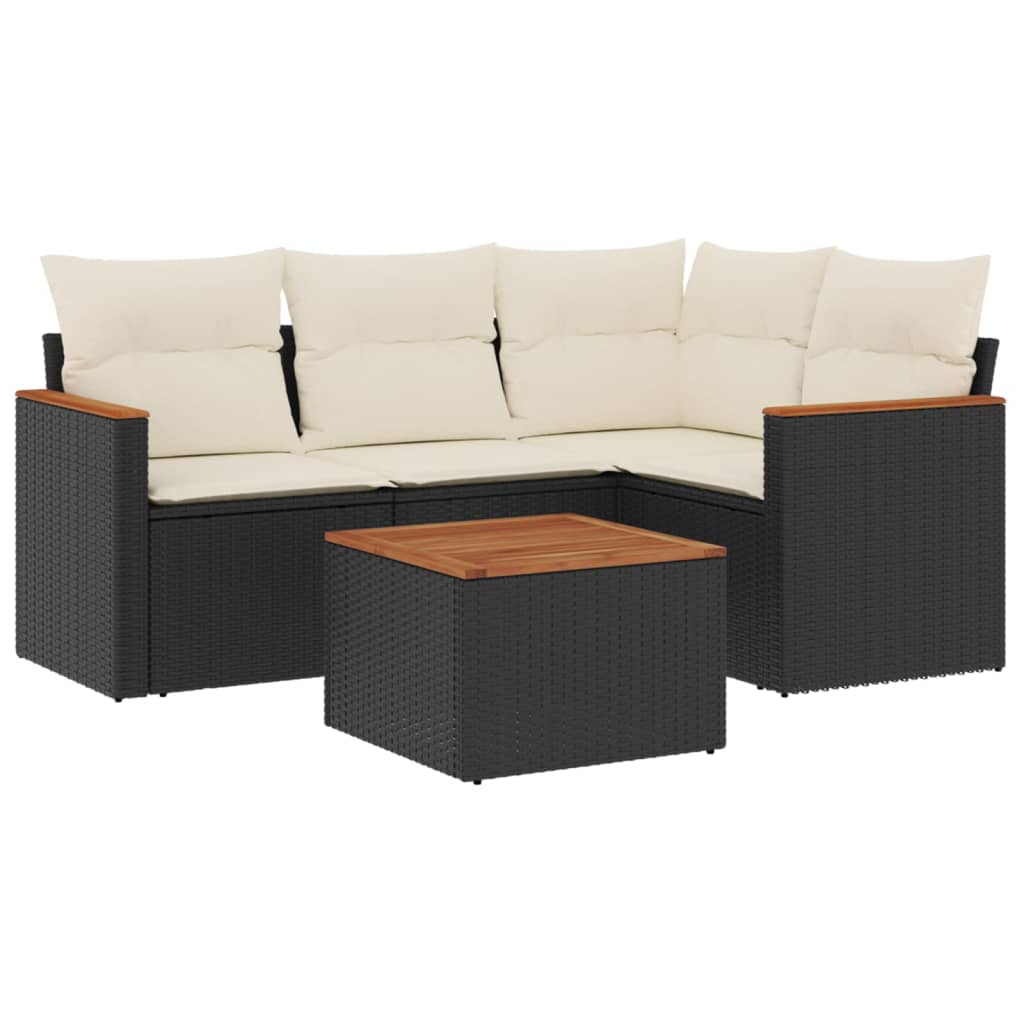 Set Divani Da Giardino 5 Pz Con Cuscini In Polyrattan Nero