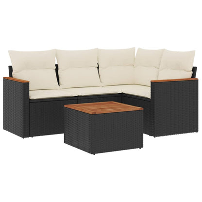 Set Divani Da Giardino 5 Pz Con Cuscini In Polyrattan Nero