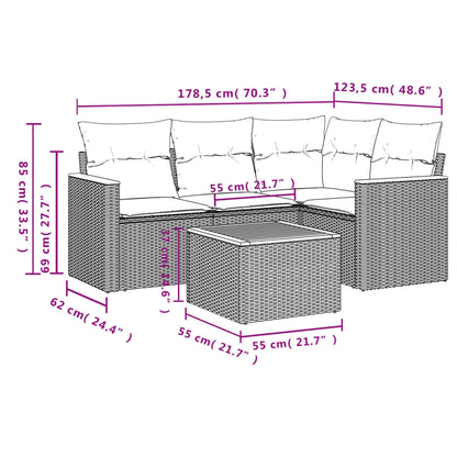 Set Divani Da Giardino 5 Pz Con Cuscini In Polyrattan Nero