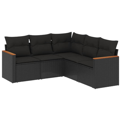 Set Divani Da Giardino 5 Pz Con Cuscini In Polyrattan Nero