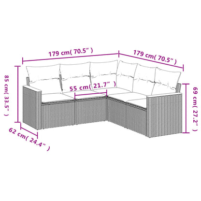 Set Divani Da Giardino 5 Pz Con Cuscini In Polyrattan Nero