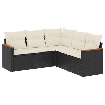 Set Divani Da Giardino 5 Pz Con Cuscini In Polyrattan Nero