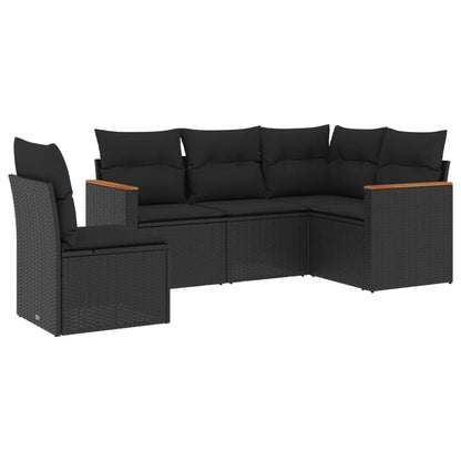 Set Divani Da Giardino 5 Pz Con Cuscini In Polyrattan Nero