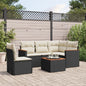 Set Divano Da Giardino 6 Pz Con Cuscini Nero In Polyrattan