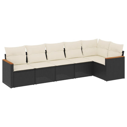 Set Divano Da Giardino 6 Pz Con Cuscini Nero In Polyrattan