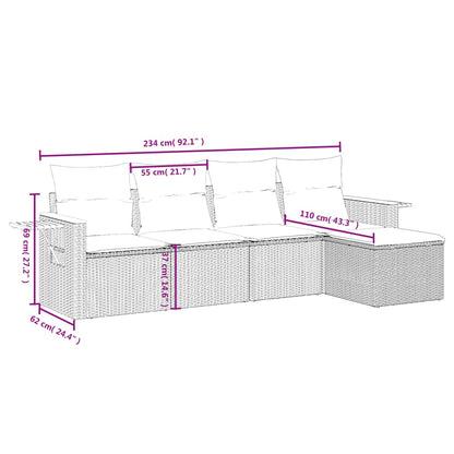 Set Divano Da Giardino 5 Pz Con Cuscini Grigio In Polyrattan