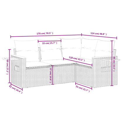 Set Divani Da Giardino 4 Pz Con Cuscini Nero In Polyrattan