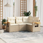 Set Divano Da Giardino 4 Pz Con Cuscini Beige In Polyrattan