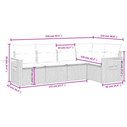 Set Divani Da Giardino 5 Pz Con Cuscini In Polyrattan Nero