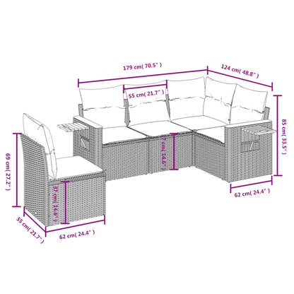 Set Divani Da Giardino 5 Pz Con Cuscini In Polyrattan Nero