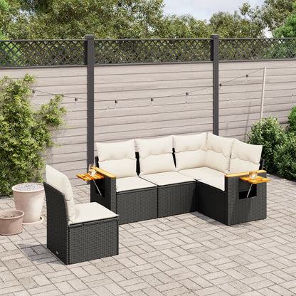 Set Divani Da Giardino 5 Pz Con Cuscini In Polyrattan Nero