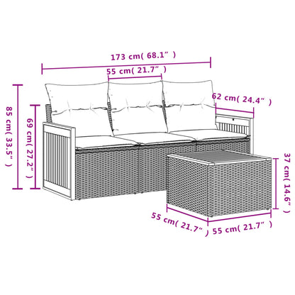 Set Divani Da Giardino 4 Pz Con Cuscini Nero In Polyrattan