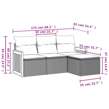 Set Divano Da Giardino 4 Pz Con Cuscini Beige In Polyrattan