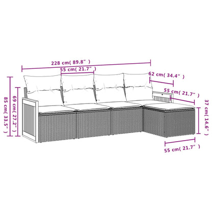 Set Divani Da Giardino 5 Pz Con Cuscini In Polyrattan Nero