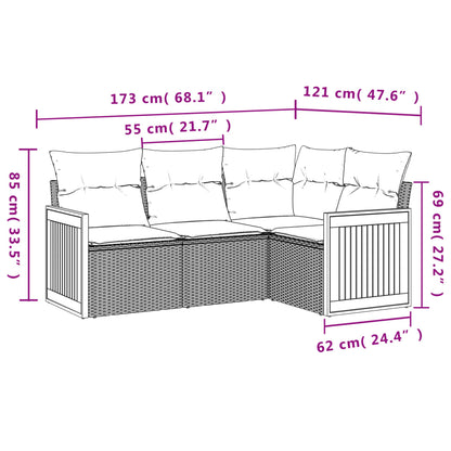 Set Divani Da Giardino 4 Pz Con Cuscini Nero In Polyrattan