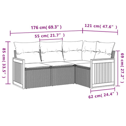 Set Divani Da Giardino 4 Pz Con Cuscini Nero In Polyrattan