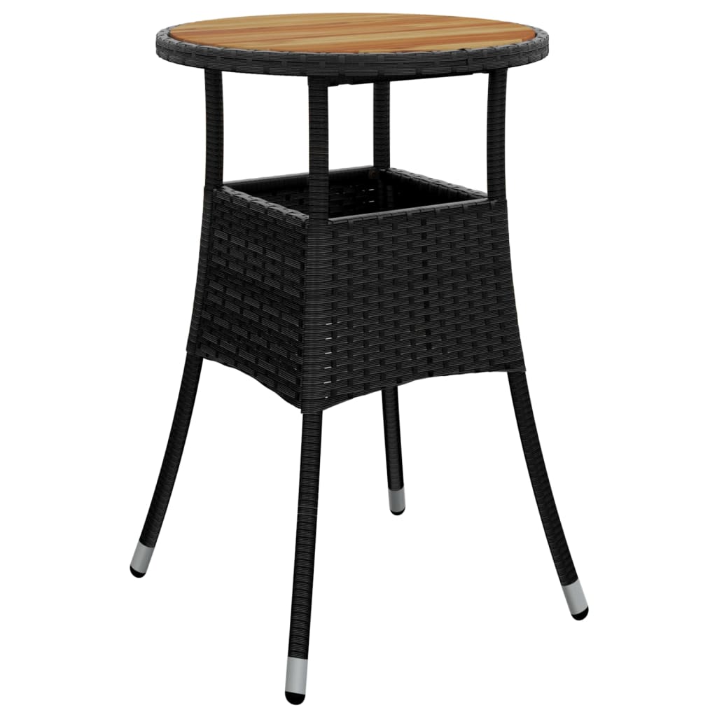 Set Pranzo Da Giardino 3 Pz Con Cuscini Nero Polyrattan Acacia