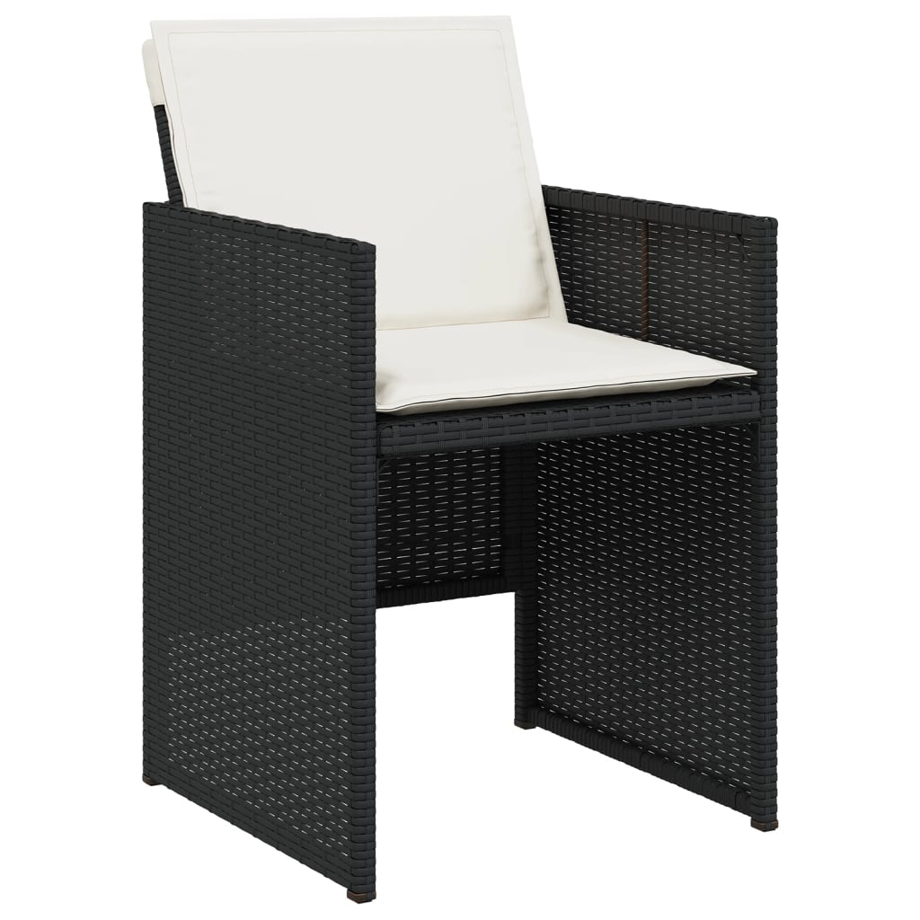 Set Da Pranzo Da Giardino 5 Pz Nero Con Cuscini In Polyrattan