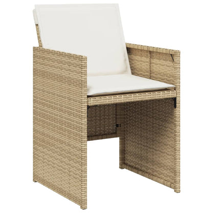 Set Da Pranzo Da Giardino 5 Pz Con Cuscini Beige In Polyrattan