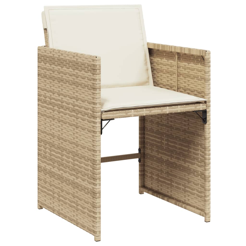 Set Da Pranzo Da Giardino 5 Pz Con Cuscini Beige In Polyrattan