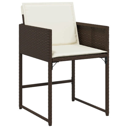 Set Da Pranzo Da Giardino 5pz Con Cuscini In Polyrattan Marrone