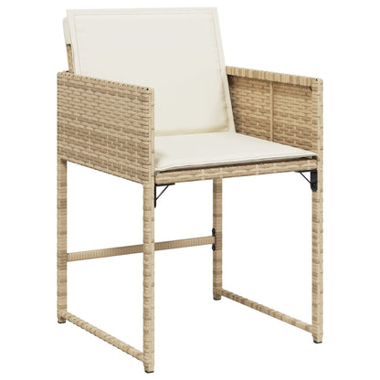 Set Da Pranzo Da Giardino 5 Pz Con Cuscini Beige In Polyrattan