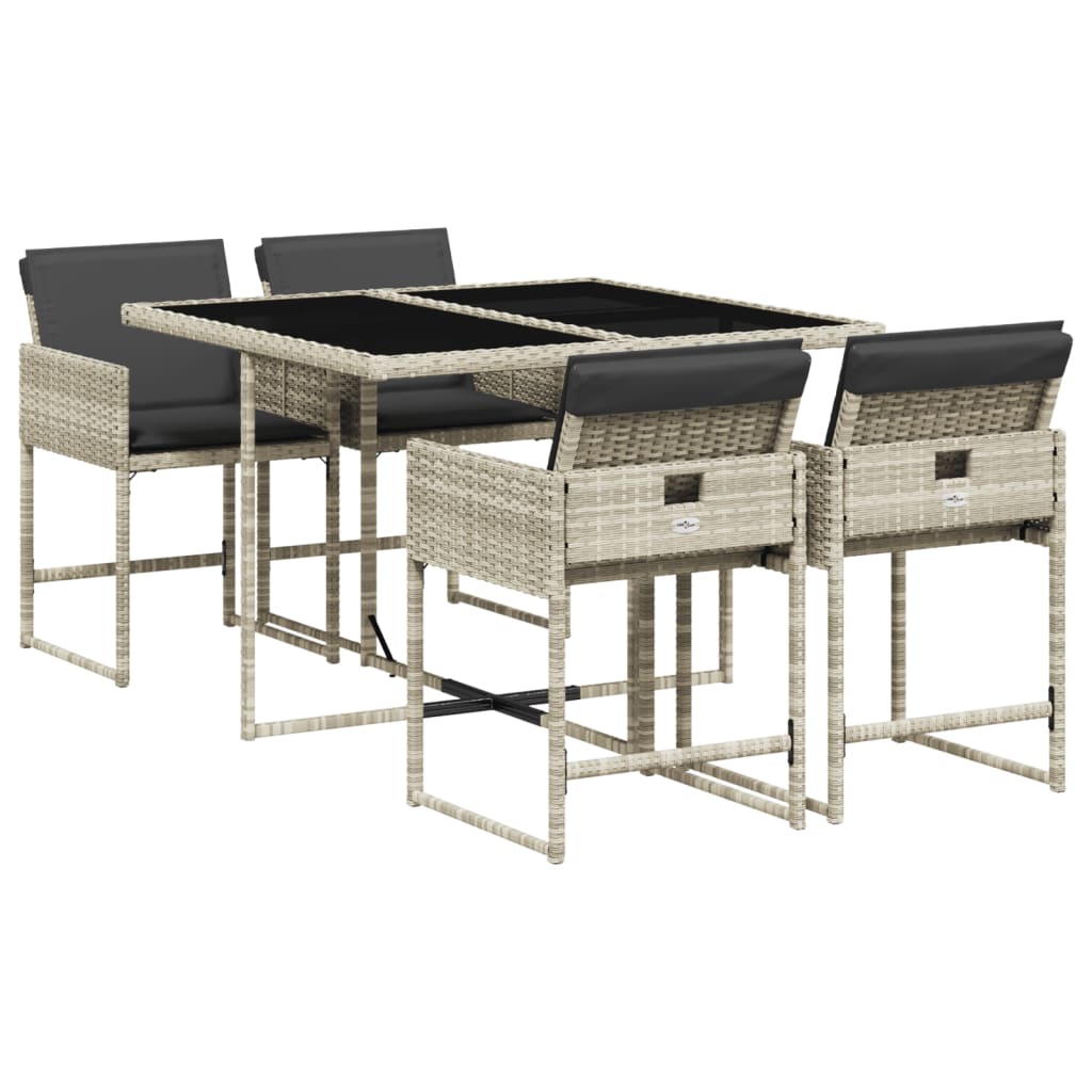 Set Pranzo Da Giardino 5pz Con Cuscini Grigio Chiaro Polyrattan