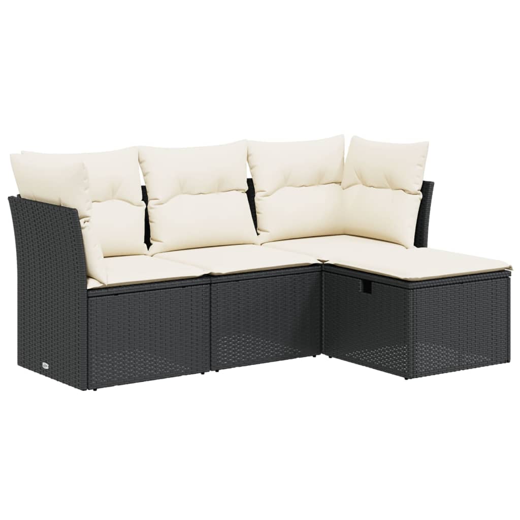 Set Divani Da Giardino 4 Pz Con Cuscini Nero In Polyrattan