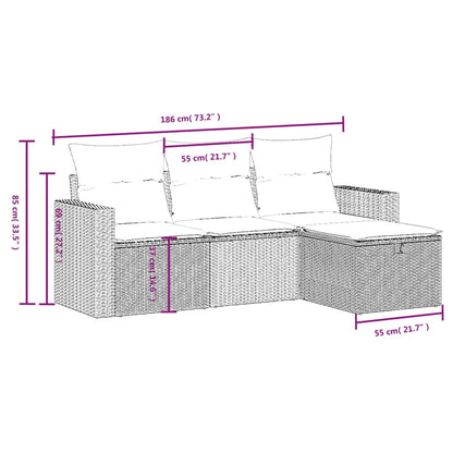 Set Divani Da Giardino 4 Pz Con Cuscini Nero In Polyrattan