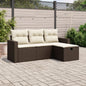 Set Divano Da Giardino 4 Pz Con Cuscini Marrone In Polyrattan