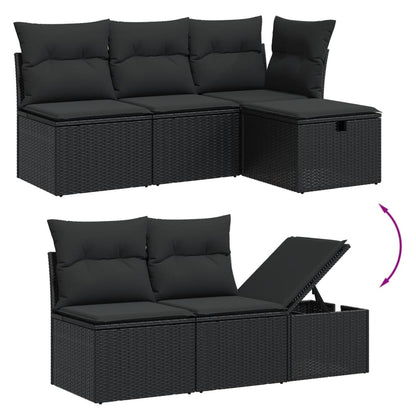 Set Divani Da Giardino 5 Pz Con Cuscini In Polyrattan Nero