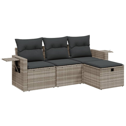 Set Divano Da Giardino 4pz Con Cuscini Grigio Chiaro Polyrattan