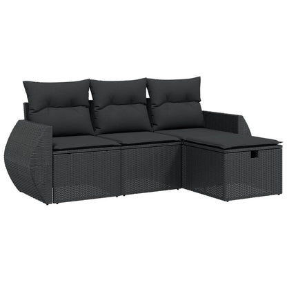 Set Divani Da Giardino 4 Pz Con Cuscini Nero In Polyrattan