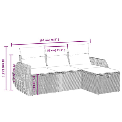 Set Divano Da Giardino 4 Pz Con Cuscini Beige In Polyrattan