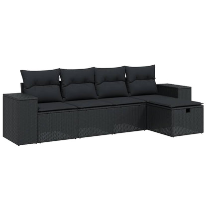 Set Divani Da Giardino 5 Pz Con Cuscini In Polyrattan Nero