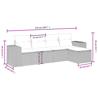 Set Divani Da Giardino 5 Pz Con Cuscini In Polyrattan Nero