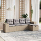 Set Divano Da Giardino 5 Pz Con Cuscini Beige Misto Polyrattan