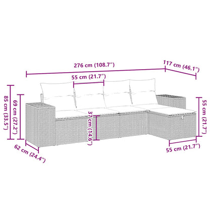 Set Divano Da Giardino 5pz Con Cuscini Grigio Chiaro Polyrattan