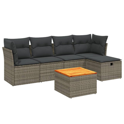 Set Divano Da Giardino 6 Pz Con Cuscini Grigio In Polyrattan