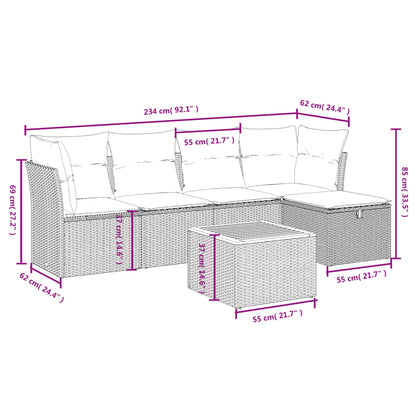 Set Divano Da Giardino 6 Pz Con Cuscini Grigio In Polyrattan