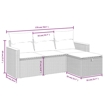 Set Divani Da Giardino 4 Pz Con Cuscini Nero In Polyrattan